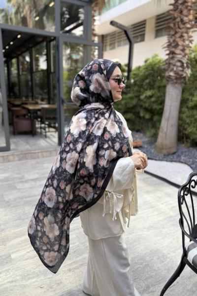 Rose Bambu Kraş Şal Siyah
