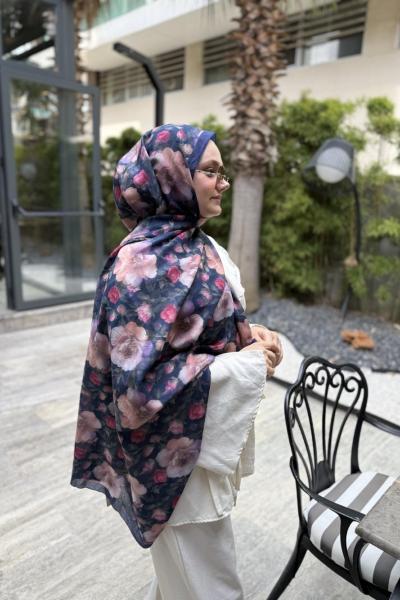 Rose Bambu Kraş Şal Lacivert