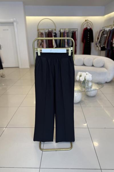 Double Krep Çımalı Pantolon Siyah