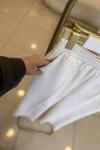 Double Krep Çımalı Pantolon Beyaz