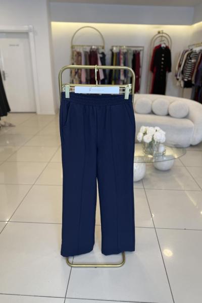 Double Krep Çımalı Pantolon Lacivert