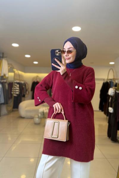 Lavin Angora Tunik Bordo
