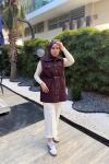 Kapitone Yelek Bordo