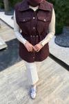 Kapitone Yelek Bordo