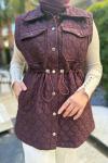 Kapitone Yelek Bordo