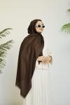 Yün İpek G Desen Şal Acı Kahve