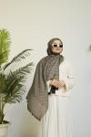 Yün İpek G Desen Şal Kahve-Siyah
