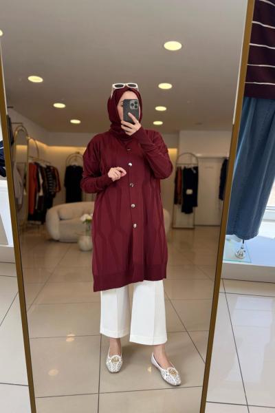 Deren Merserize Hırka Bordo